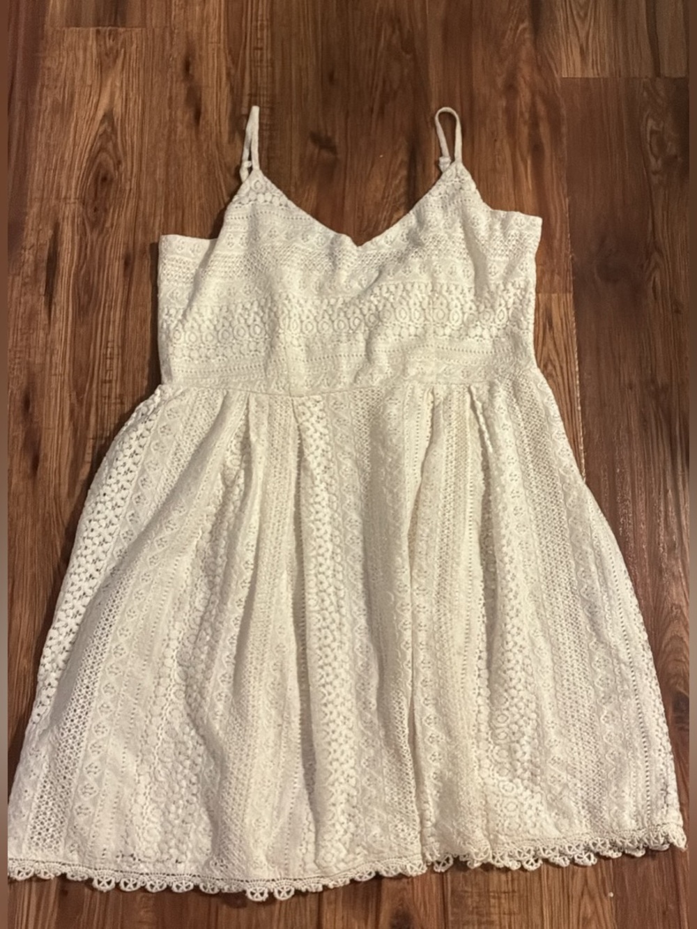 Only White Lace Midi Dress with Spaghetti Straps